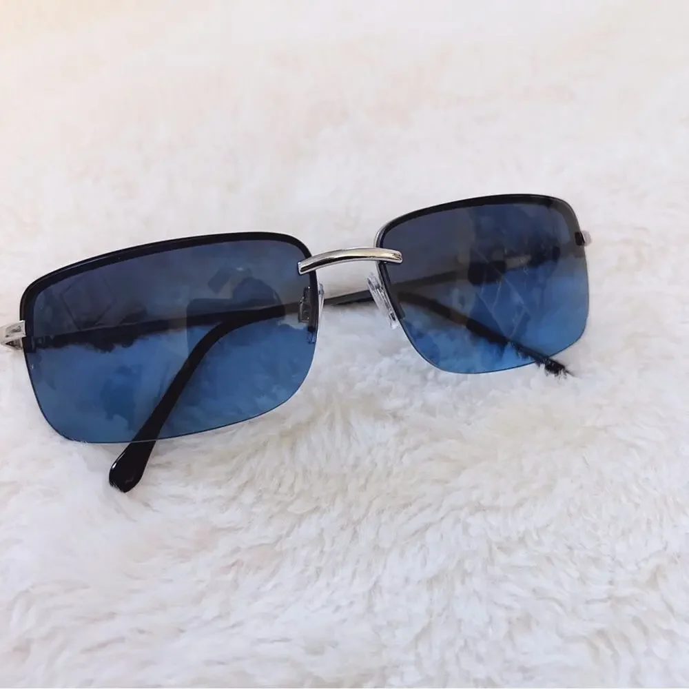 Delia Blue Rimless Butterfly Accent Sunglasses